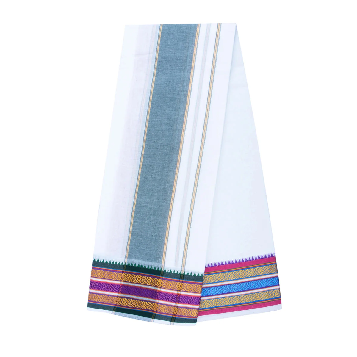 Veshti - 9 x 5 Yards | White Vesti/ Pate Border Dhoti for Men - Image 3
