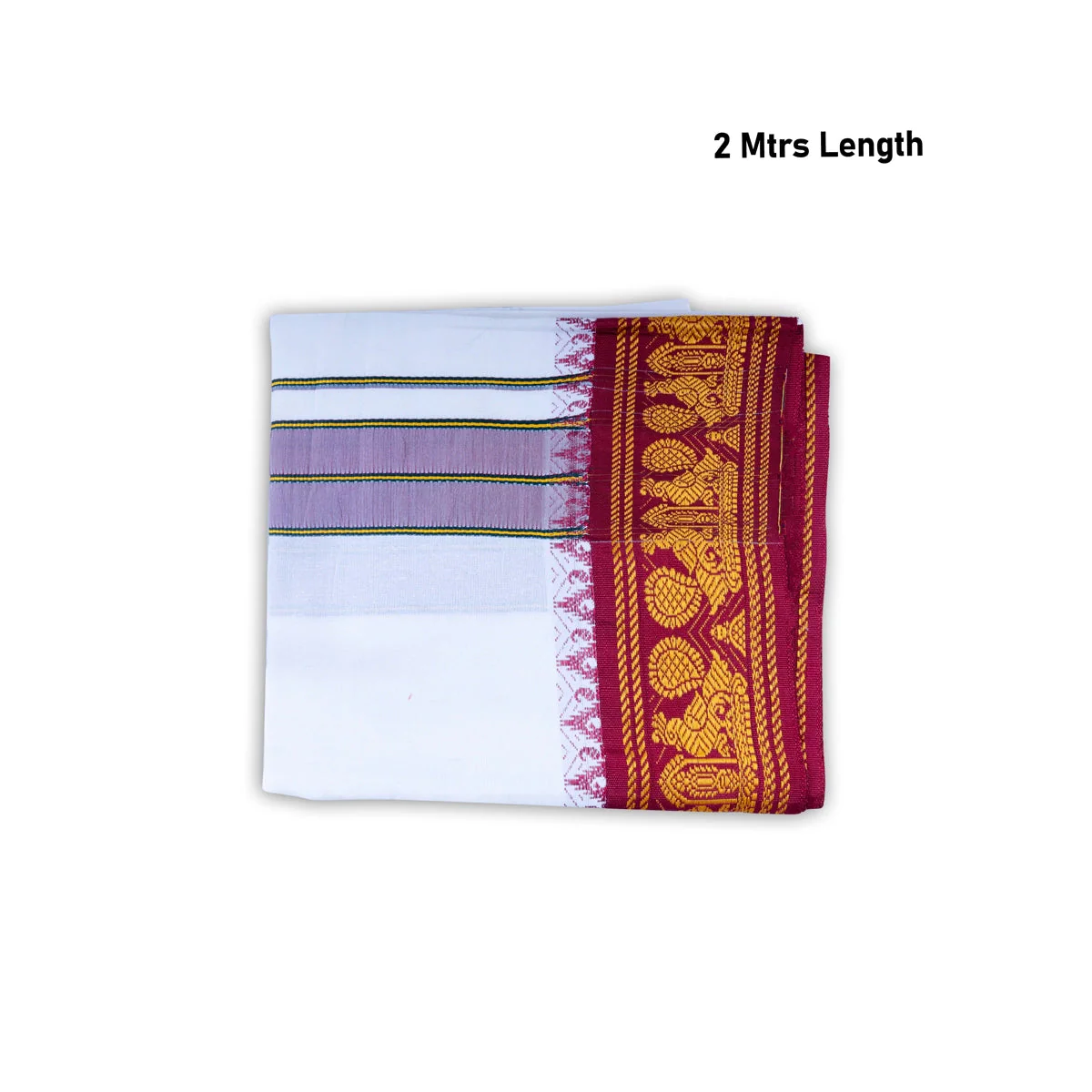 Veshti - 2 Mtrs | 5 Inches Jacquard Korvai Border Dhoti/ White Colour Vesti for Men