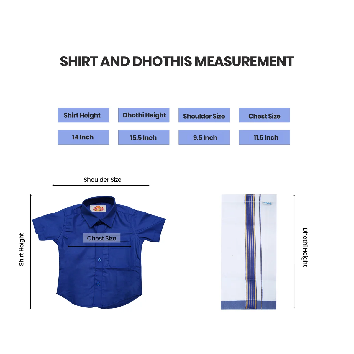 Veshti Shirt Pair | Size 0/ Traditional Dress/ Velcro Dhoti Shirt For Boys Festival Wear/ Assorted Colour - Image 10
