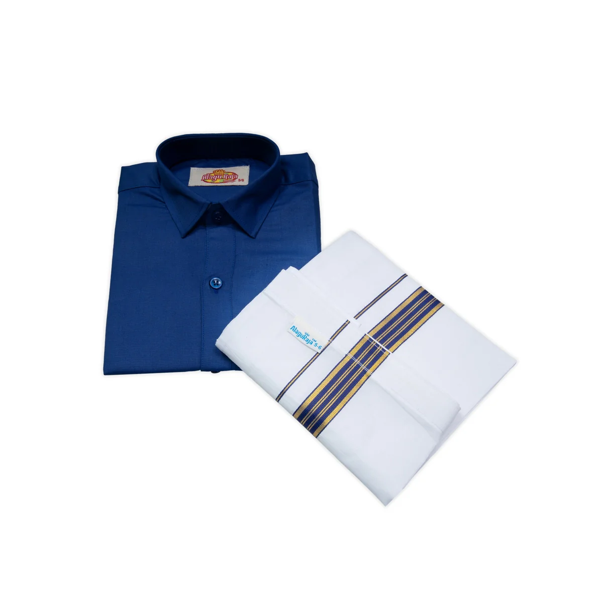 Veshti Shirt Pair | Size 0/ Traditional Dress/ Velcro Dhoti Shirt For Boys Festival Wear/ Assorted Colour - Image 2