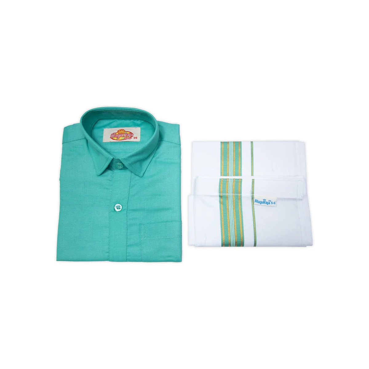 Veshti Shirt Pair | Size 0/ Traditional Dress/ Velcro Dhoti Shirt For Boys Festival Wear/ Assorted Colour - Image 3