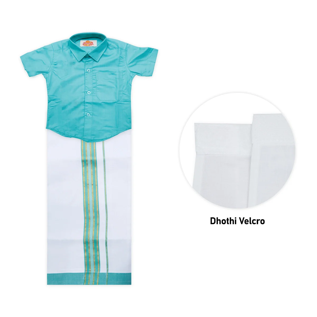 Veshti Shirt Pair | Size 0/ Traditional Dress/ Velcro Dhoti Shirt For Boys Festival Wear/ Assorted Colour - Image 7