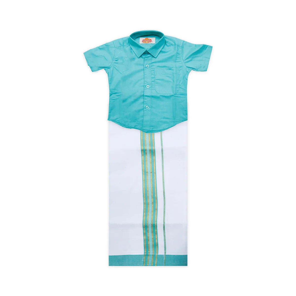 Veshti Shirt Pair | Size 0/ Traditional Dress/ Velcro Dhoti Shirt For Boys Festival Wear/ Assorted Colour - Image 9