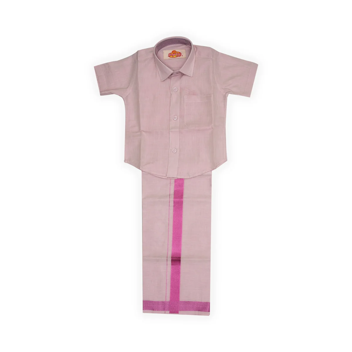 Veshti Shirt Pair | Size 0 To 2/ Traditional Dress/ Velcro Dhoti Shirt For Boys Festival Wear/ Assorted Colour - Image 5