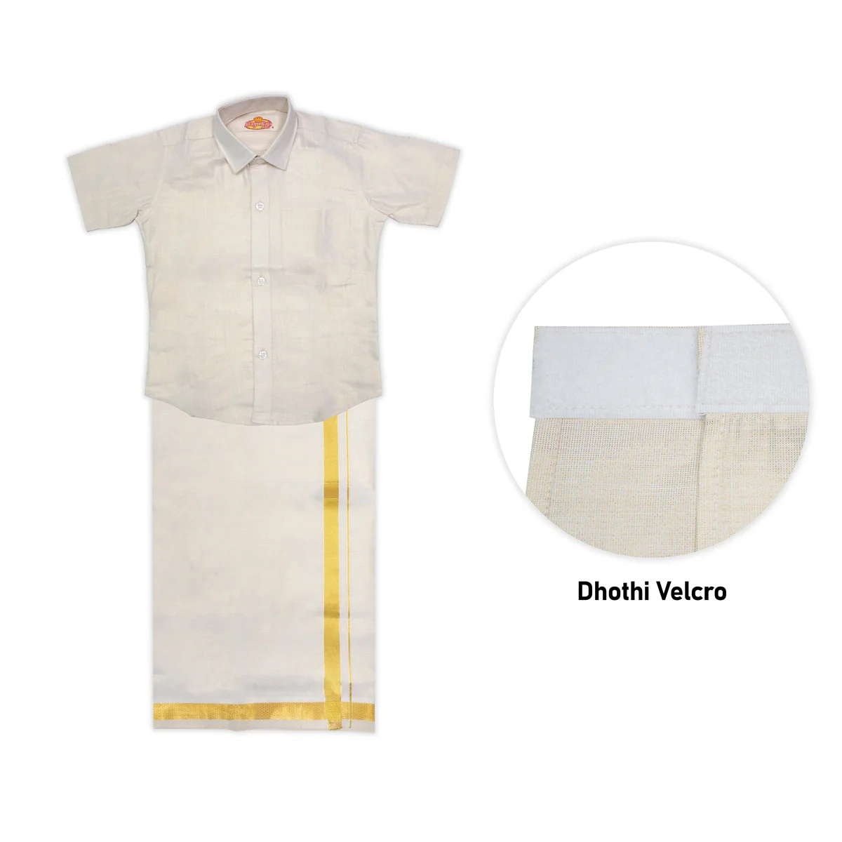 Veshti Shirt Pair | Size 0 To 2/ Traditional Dress/ Velcro Dhoti Shirt For Boys Festival Wear/ Assorted Colour - Image 6