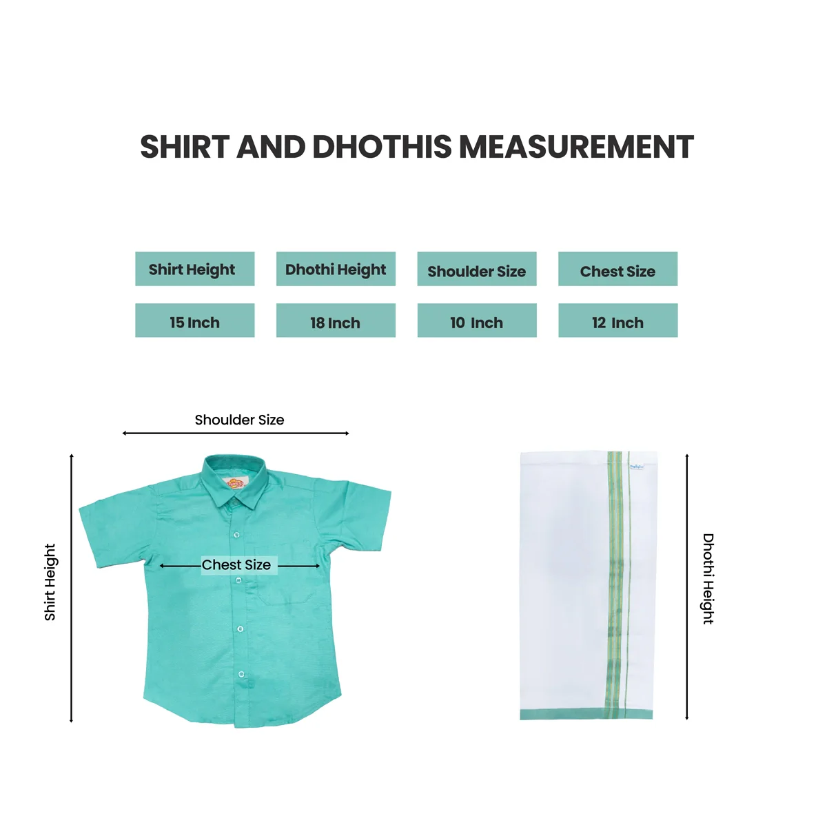 Veshti Shirt Pair | Size 1 - 2/ Traditional Dress/ Velcro Dhoti Shirt For Boys Festival Wear/ Assorted Colour - Image 12