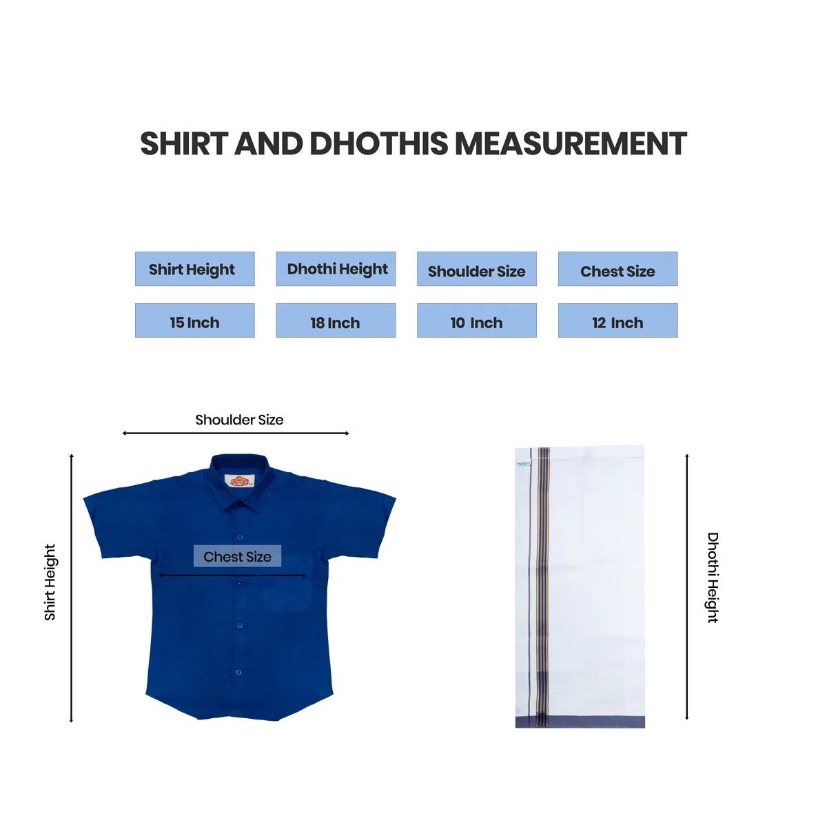 Veshti Shirt Pair | Size 1 - 2/ Traditional Dress/ Velcro Dhoti Shirt For Boys Festival Wear/ Assorted Colour - Image 13