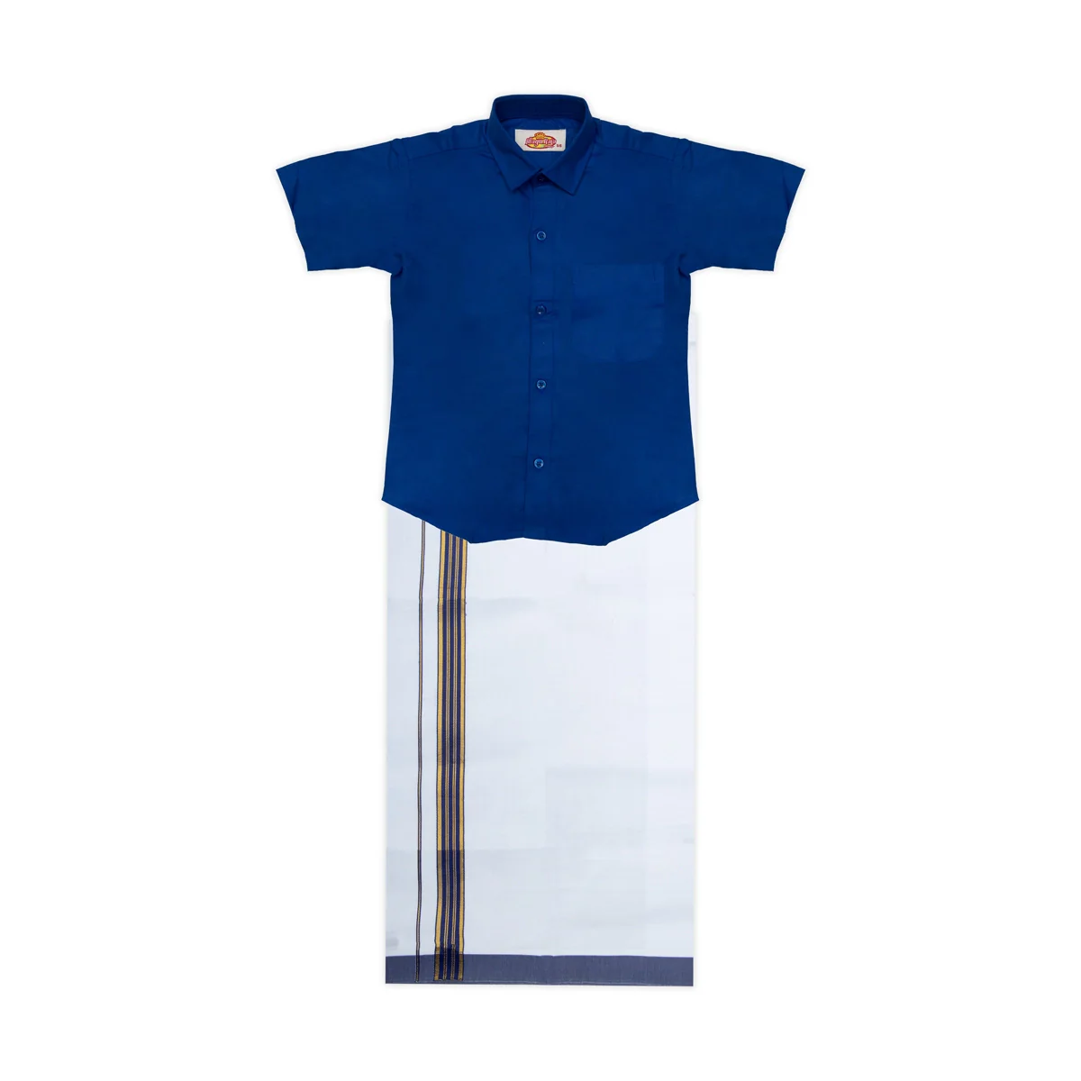 Veshti Shirt Pair | Size 1 - 2/ Traditional Dress/ Velcro Dhoti Shirt For Boys Festival Wear/ Assorted Colour - Image 4