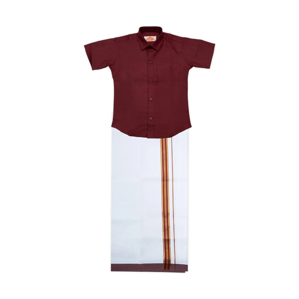 Veshti Shirt Pair | Size 1 - 2/ Traditional Dress/ Velcro Dhoti Shirt For Boys Festival Wear/ Assorted Colour - Image 6