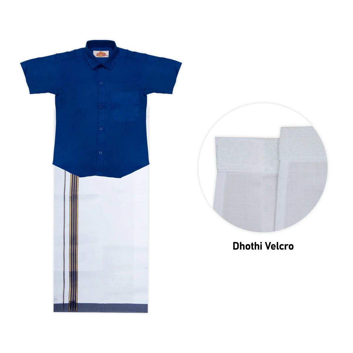Veshti Shirt Pair | Size 1 - 2/ Traditional Dress/ Velcro Dhoti Shirt For Boys Festival Wear/ Assorted Colour - Image 8