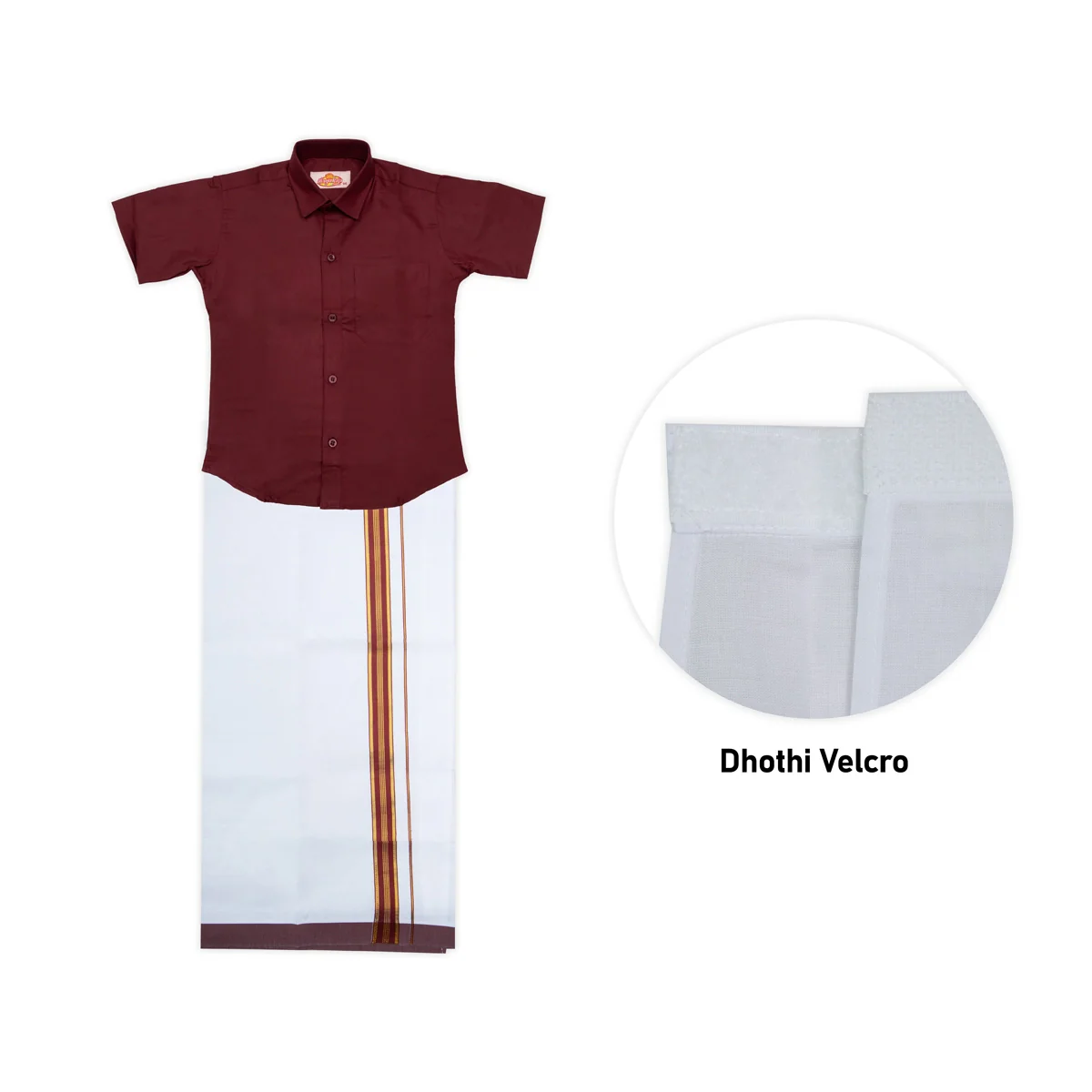 Veshti Shirt Pair | Size 1 - 2/ Traditional Dress/ Velcro Dhoti Shirt For Boys Festival Wear/ Assorted Colour - Image 9