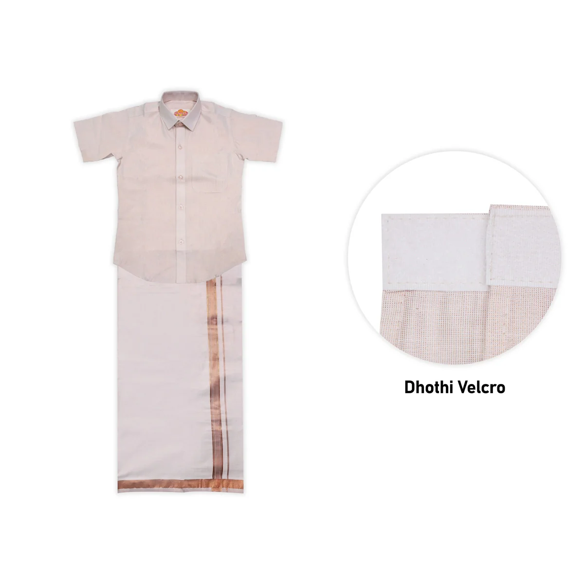 Veshti Shirt Pair | Size 11-12/ Tamil Traditional Dress/ Velcro Vesti Shirt/ Dhoti Shirt For Boys Festival Wear - Image 2