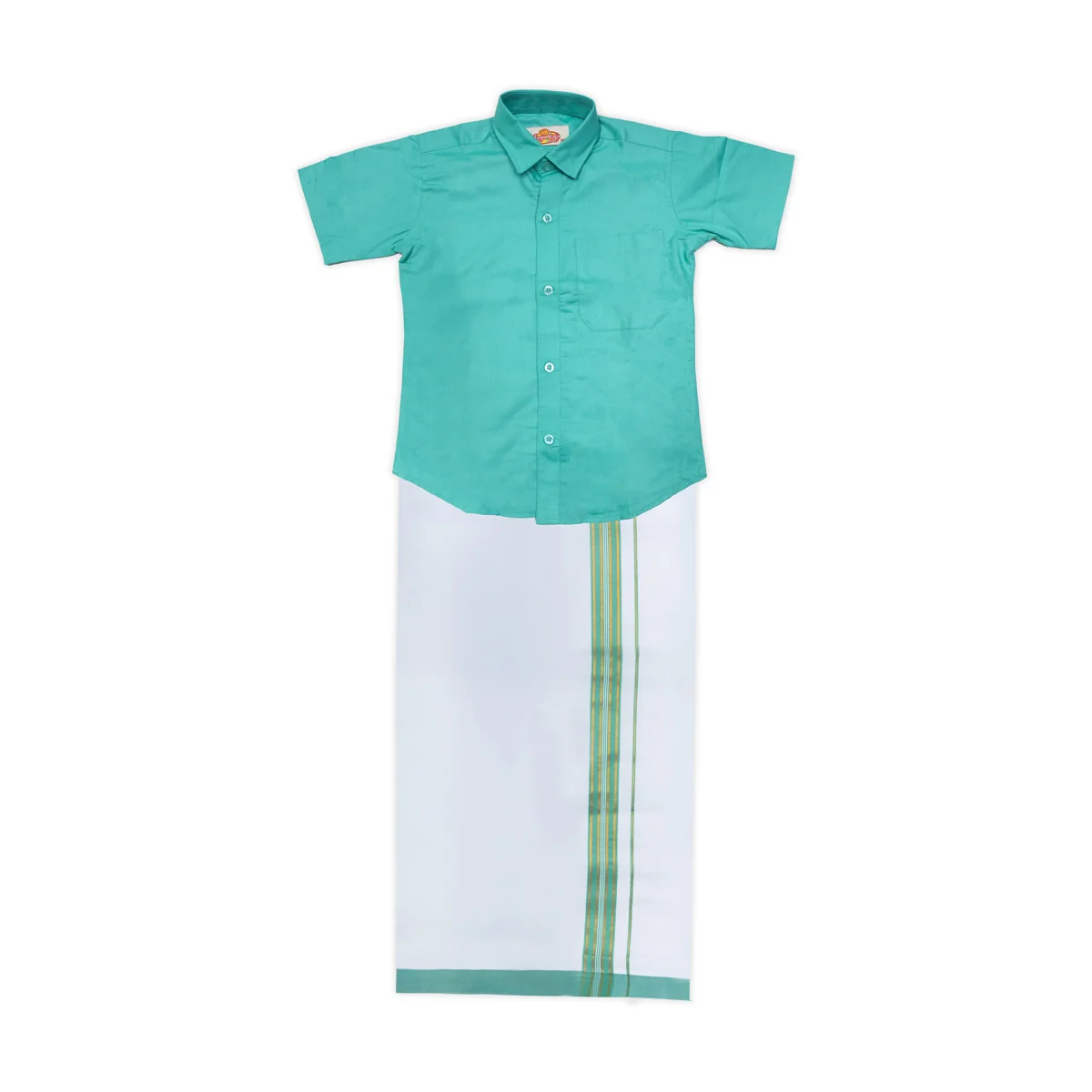 Veshti Shirt Pair | Size 13 - 14/ Traditional Dress/ Velcro Dhoti Shirt For Boys Festival Wear/ Assorted Colour - Image 11