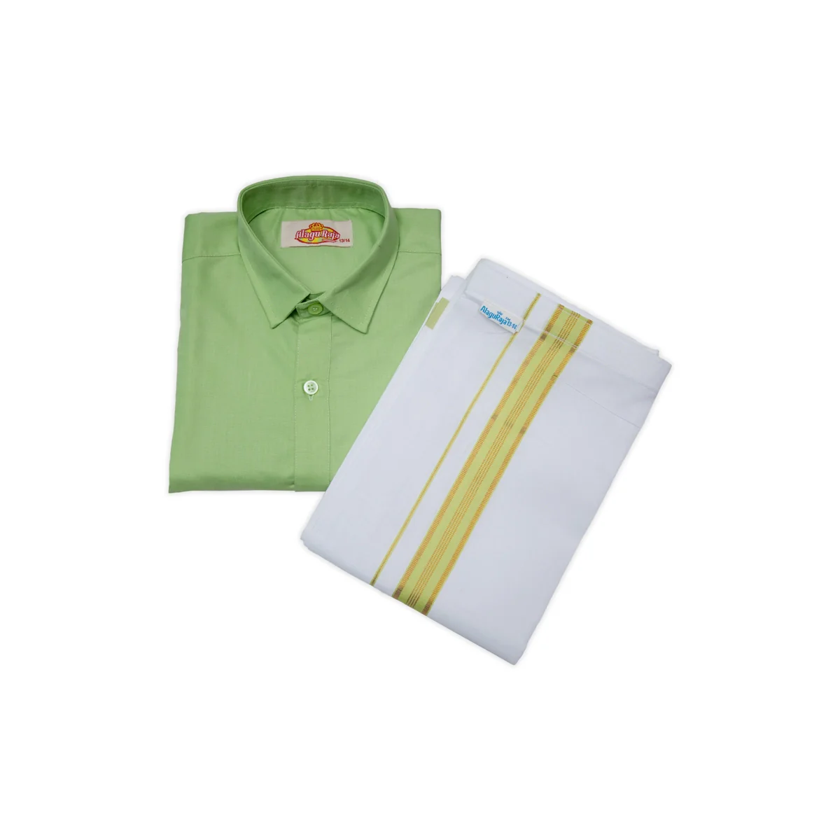 Veshti Shirt Pair | Size 13 - 14/ Traditional Dress/ Velcro Dhoti Shirt For Boys Festival Wear/ Assorted Colour - Image 2