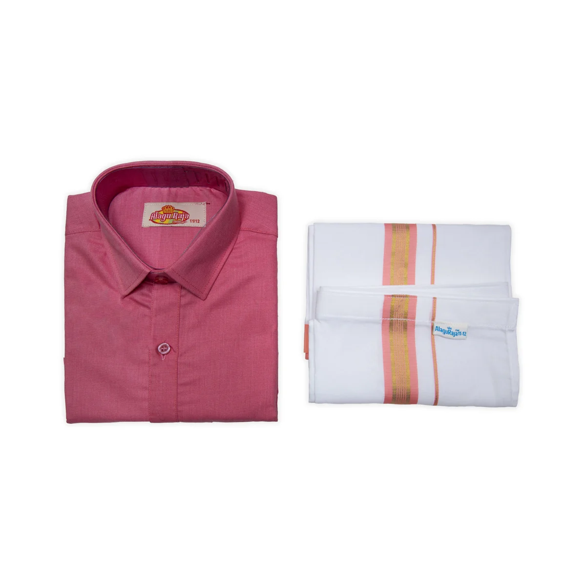 Veshti Shirt Pair | Size 13 - 14/ Traditional Dress/ Velcro Dhoti Shirt For Boys Festival Wear/ Assorted Colour - Image 3