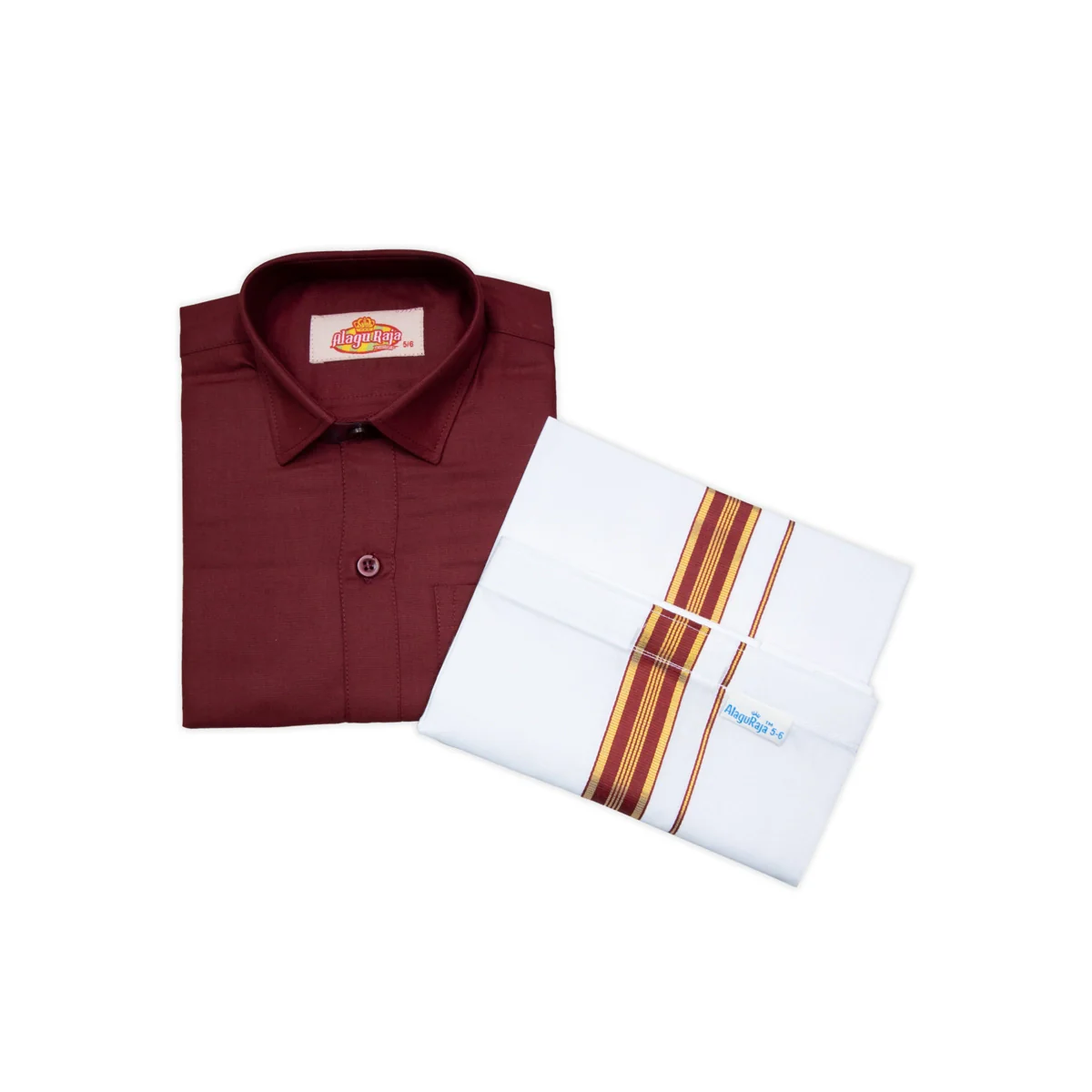 Veshti Shirt Pair | Size 3 - 4/ Traditional Dress/ Velcro Dhoti Shirt For Boys Festival Wear/ Assorted Colour - Image 2