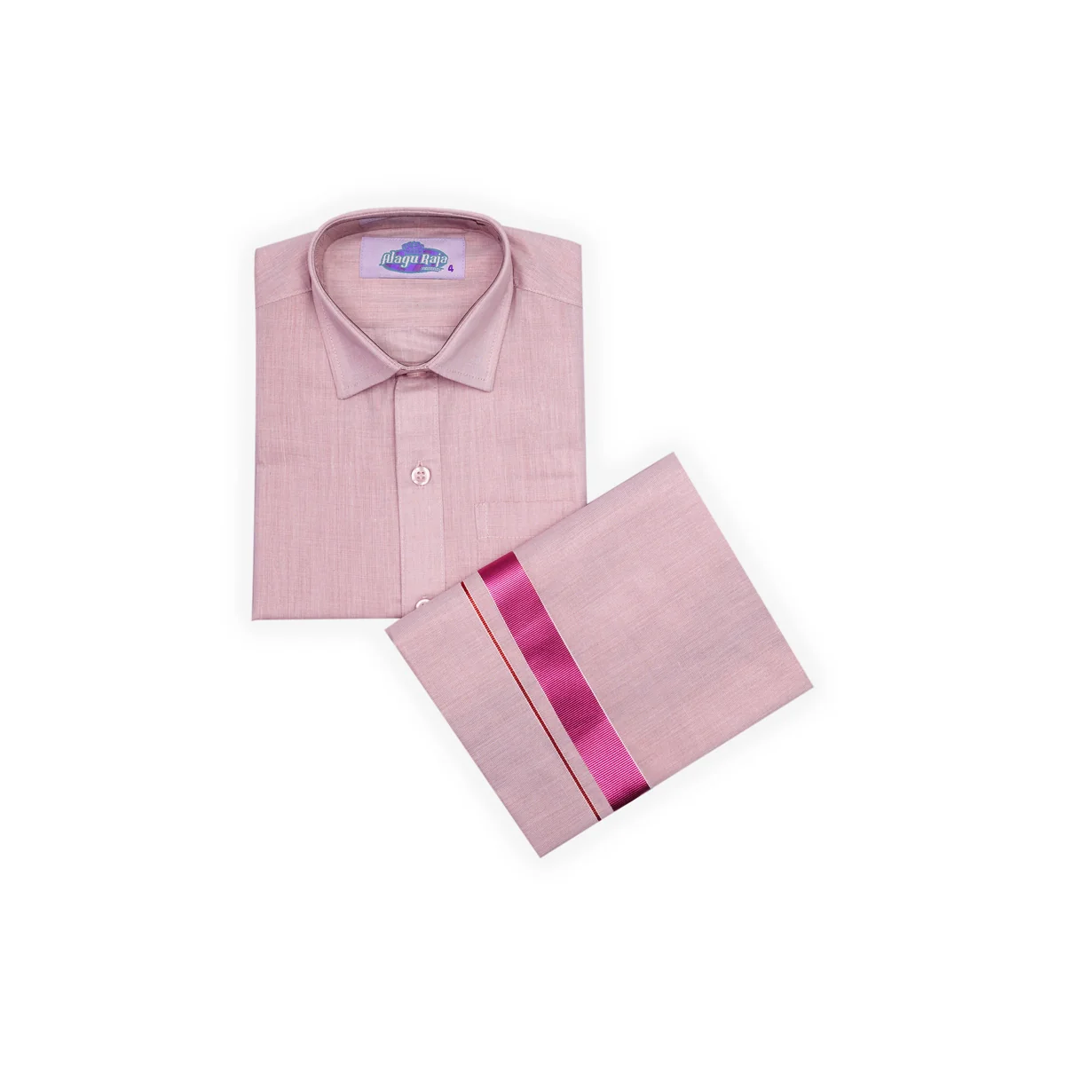 Veshti Shirt Pair | Size 3 - 4/ Traditional Dress/ Velcro Dhoti Shirt For Boys Festival Wear/ Assorted Colour - Image 2
