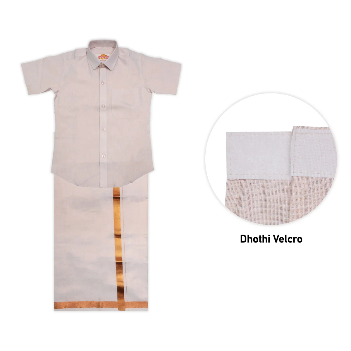 Veshti Shirt Pair | Size 3 - 4/ Traditional Dress/ Velcro Dhoti Shirt For Boys Festival Wear/ Assorted Colour - Image 5