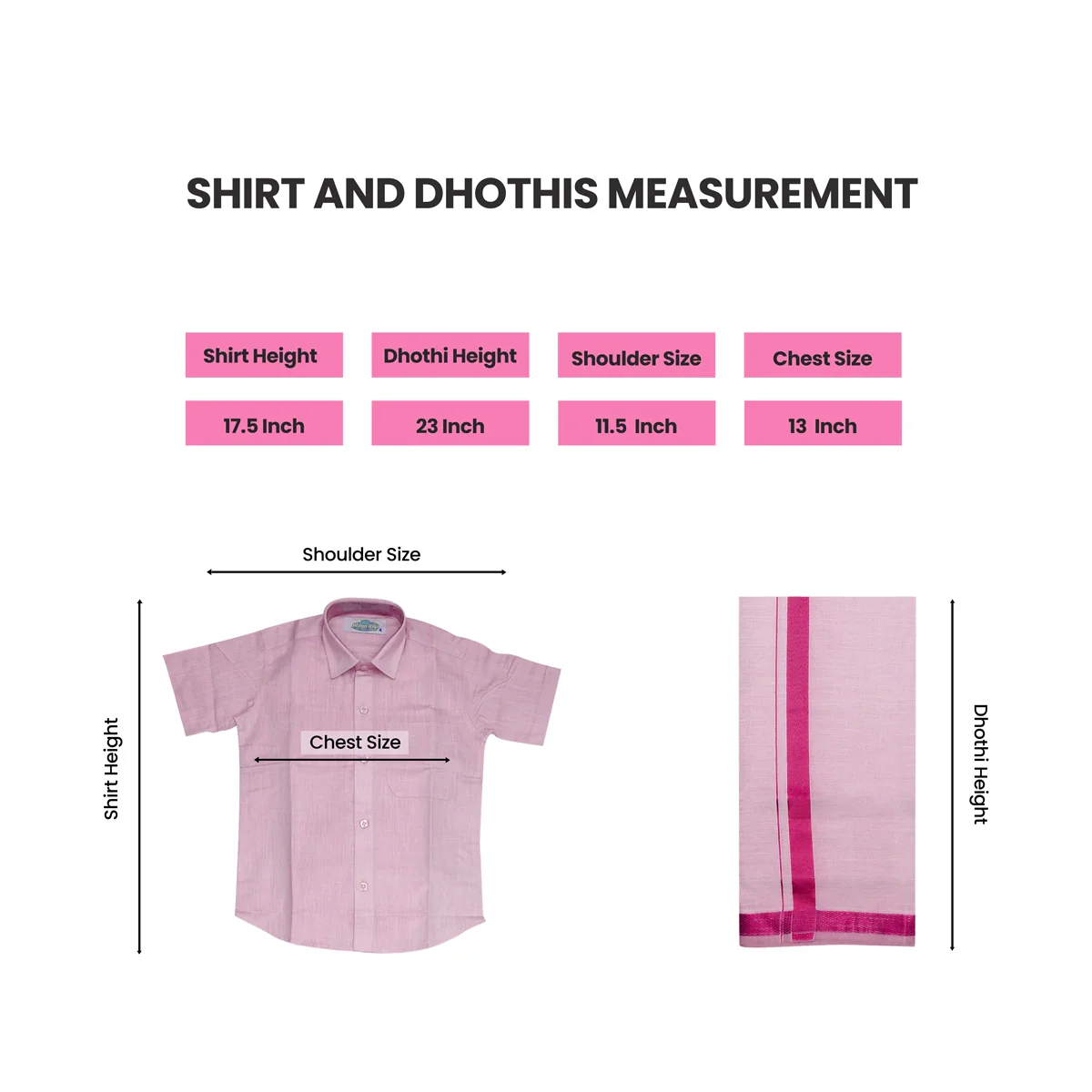 Veshti Shirt Pair | Size 3 - 4/ Traditional Dress/ Velcro Dhoti Shirt For Boys Festival Wear/ Assorted Colour - Image 8