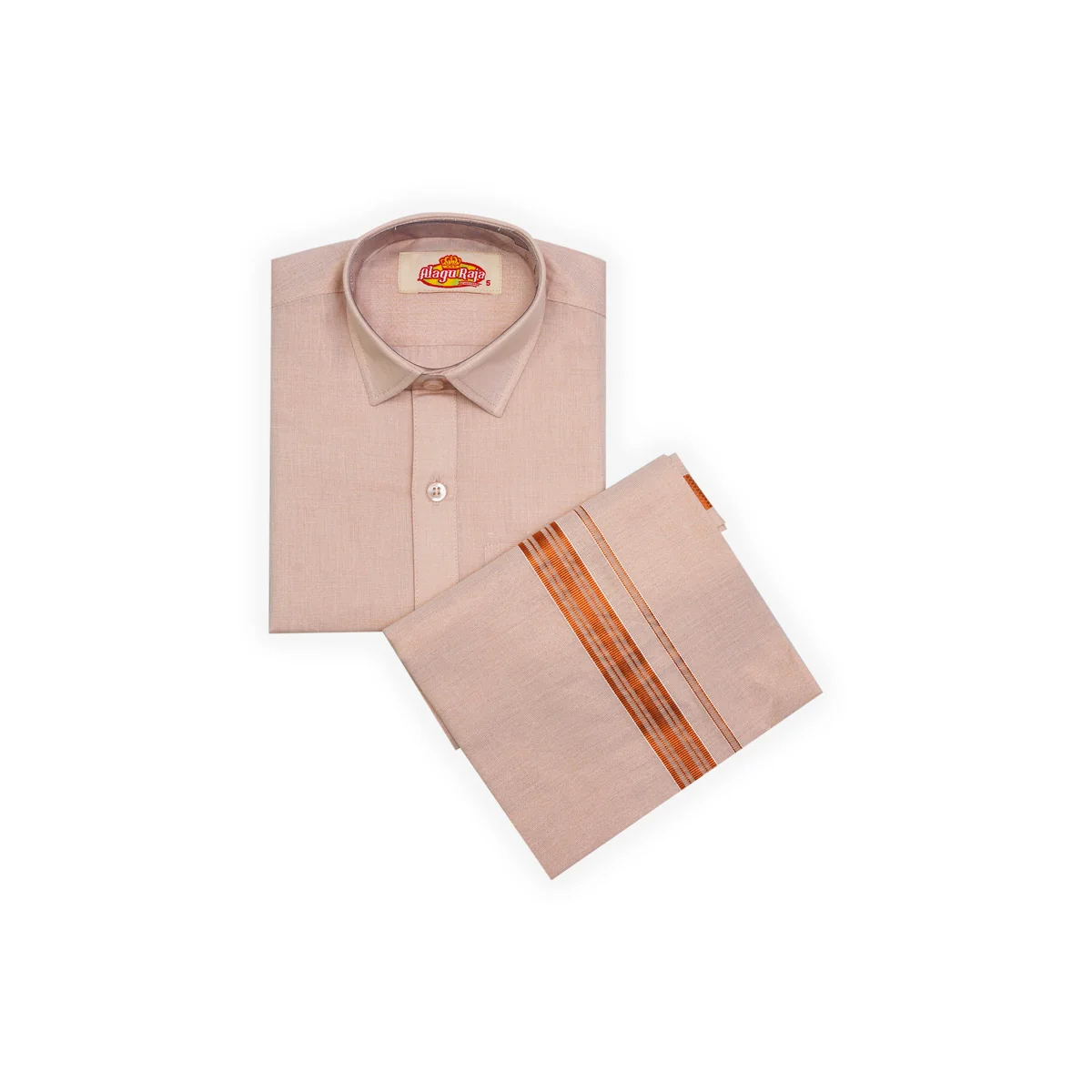 Veshti Shirt Pair | Size 5/ Traditional Dress/ Velcro Dhoti Shirt For Boys Festival Wear/ Assorted Colour - Image 2