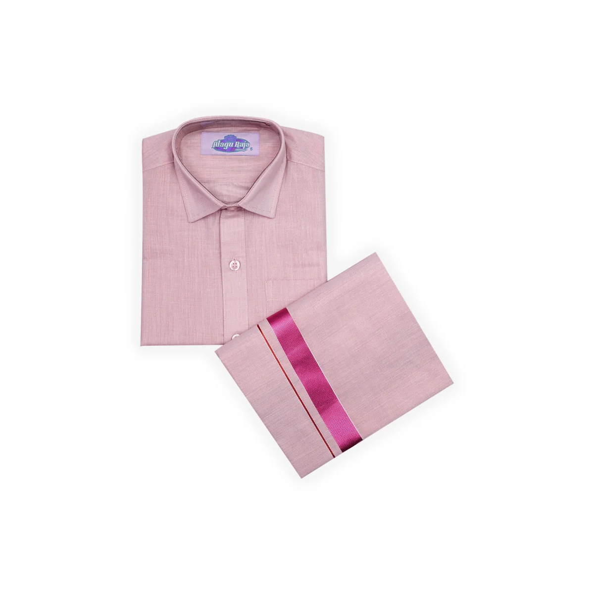 Veshti Shirt Pair | Size 5/ Traditional Dress/ Velcro Dhoti Shirt For Boys Festival Wear/ Assorted Colour - Image 3
