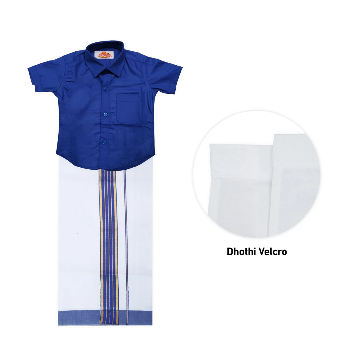 Veshti Shirt Pair | Size 7 - 8/ Traditional Dress/ Velcro Dhoti Shirt For Boys Festival Wear/ Assorted Colour - Image 6