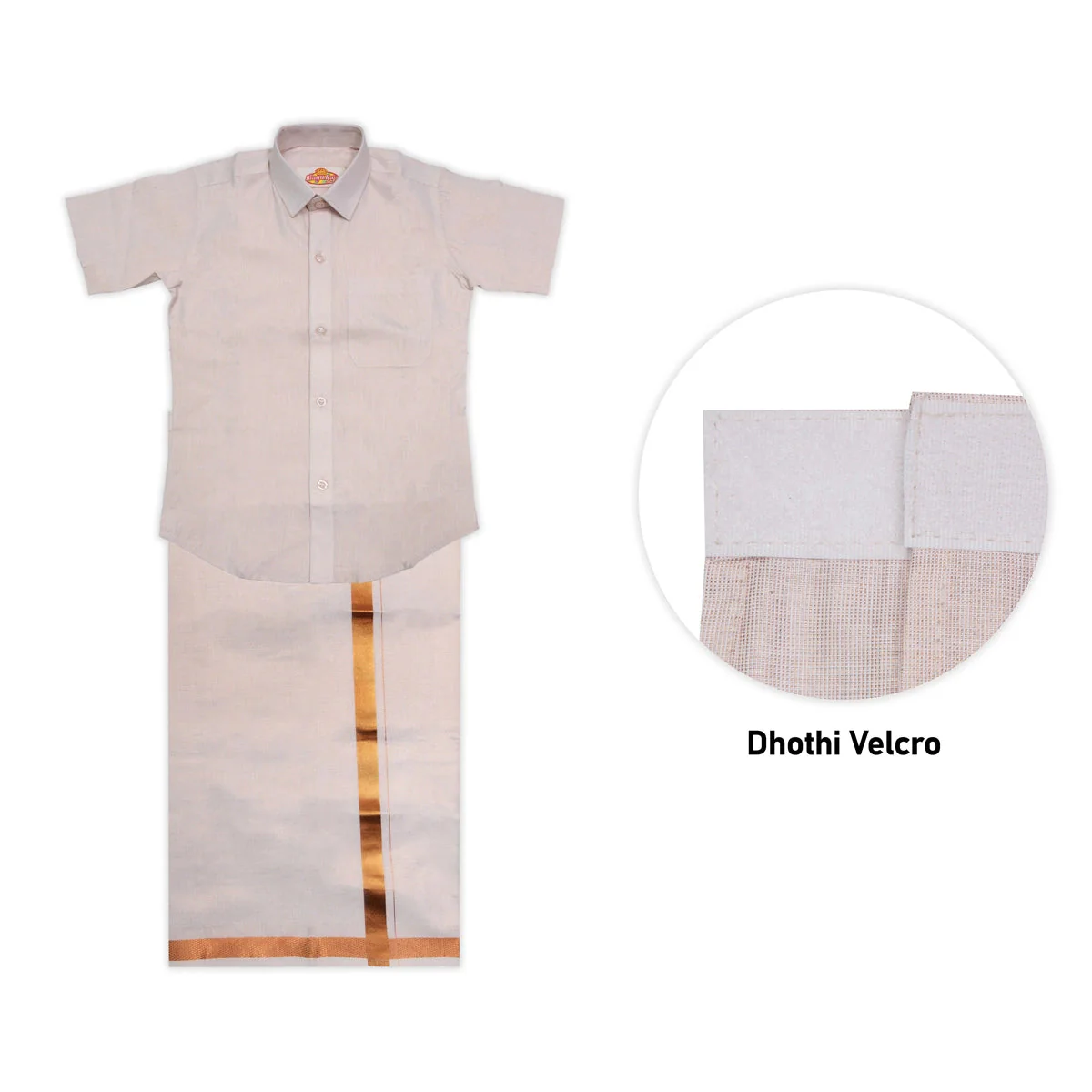 Veshti Shirt Pair | Size 9-10/ Tamil Traditional Dress/ Dhoti Shirt/ Velcro Vesti Shirt For Boys Festival Wear - Image 3