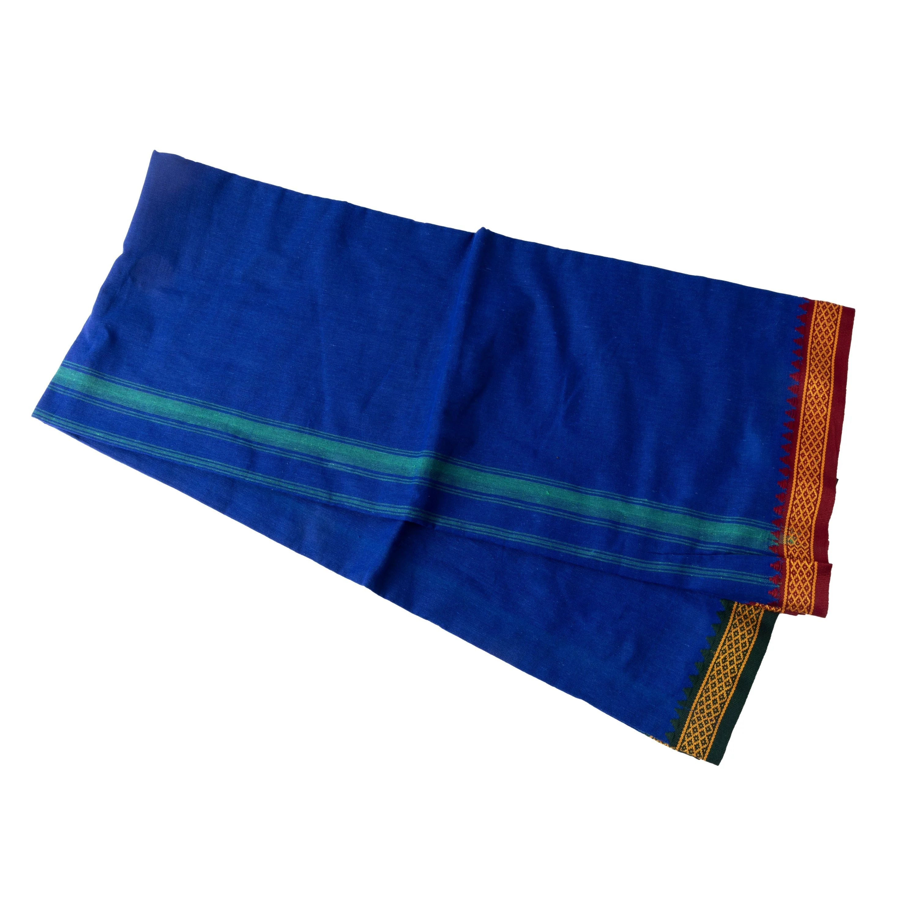 Veshti - 2 Mtrs | Cotton Vesti/ Thalapathi Border Dhoti/ Blue Colour Vesti for Men - Image 2