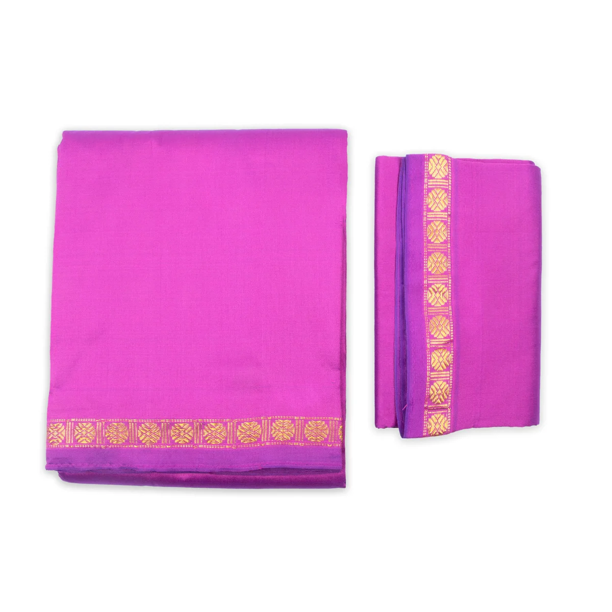 Veshti with Angavastram - 4 x 2 Mtrs | Lavender Colour Veshti/ Silk Dhoti/ Rudraksha Border Vesti for Men - Image 5