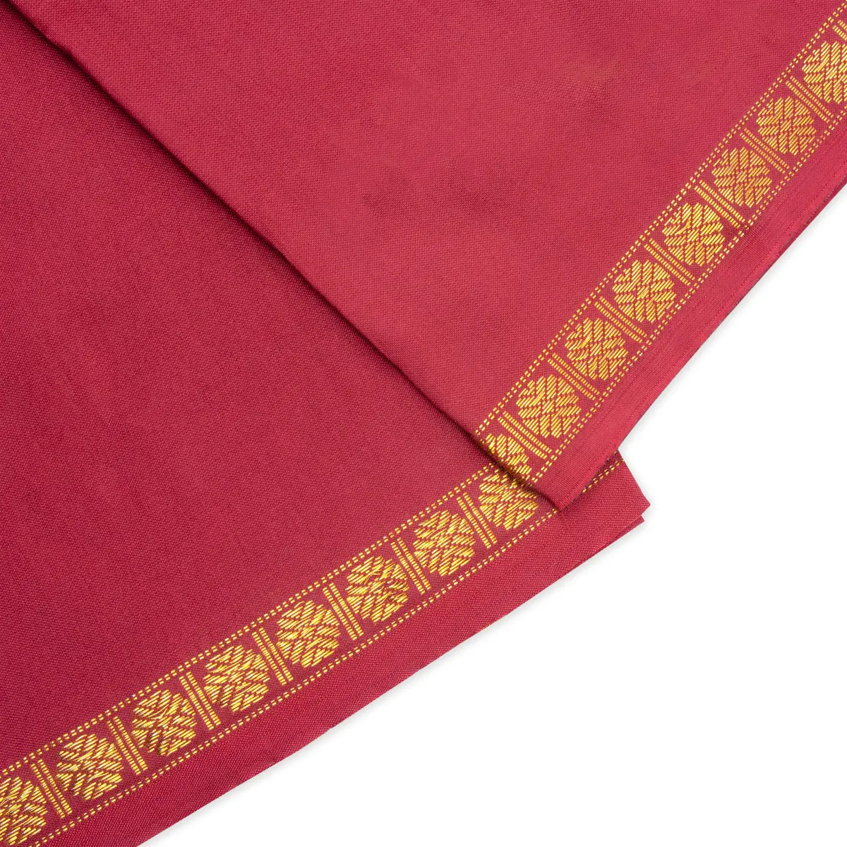 Veshti with Angavastram - 4 x 2 Mtrs | Maroon Colour Veshti/ Silk Dhoti/ Rudraksha Border Vesti for Men - Image 2