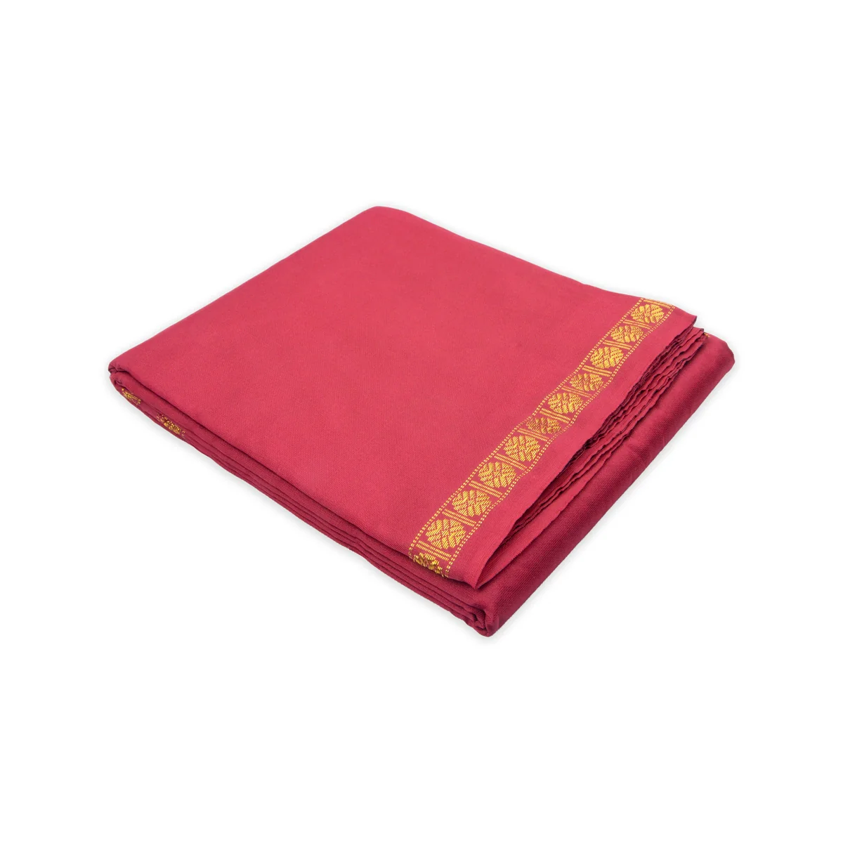 Veshti with Angavastram - 4 x 2 Mtrs | Maroon Colour Veshti/ Silk Dhoti/ Rudraksha Border Vesti for Men - Image 4