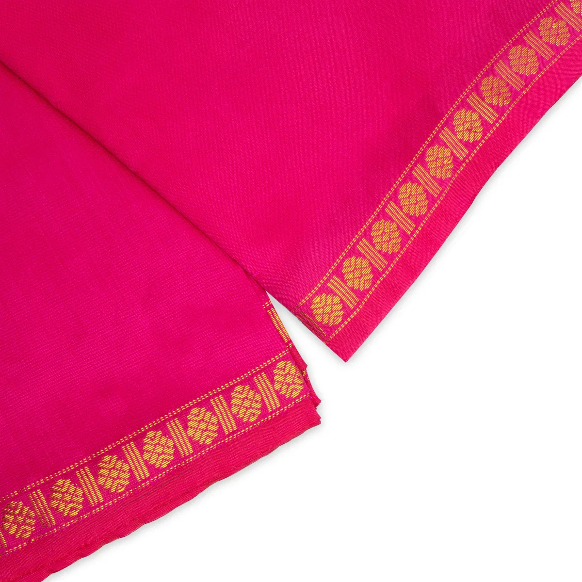 Veshti with Angavastram - 4 x 2 Mtrs | Pink Colour Veshti/ Silk Dhoti/ Rudraksha Border Vesti for Men - Image 3
