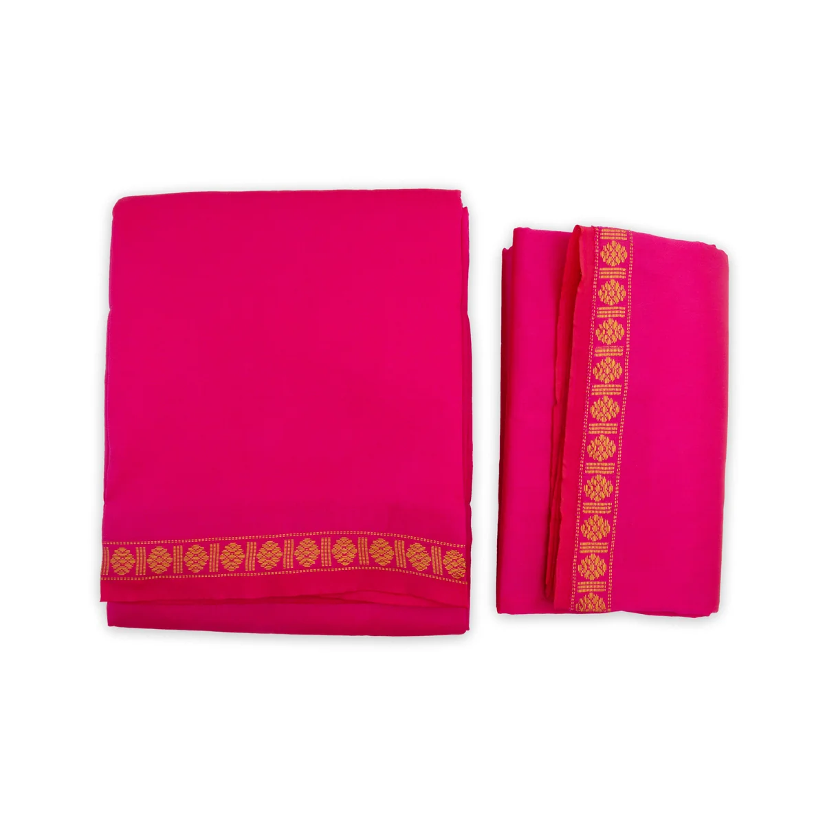 Veshti with Angavastram - 4 x 2 Mtrs | Pink Colour Veshti/ Silk Dhoti/ Rudraksha Border Vesti for Men - Image 5