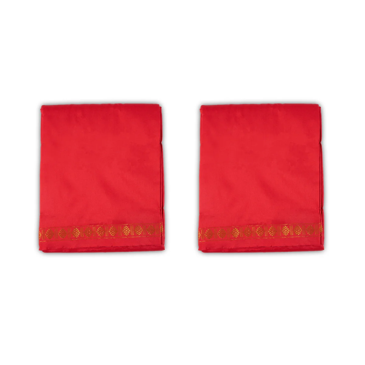 Veshti With Angavastram - 4 x 2 Mtrs | Rudraksha Border Vesti & Thundu/ Red Colour Dhoti & Towel for Men - Image 3
