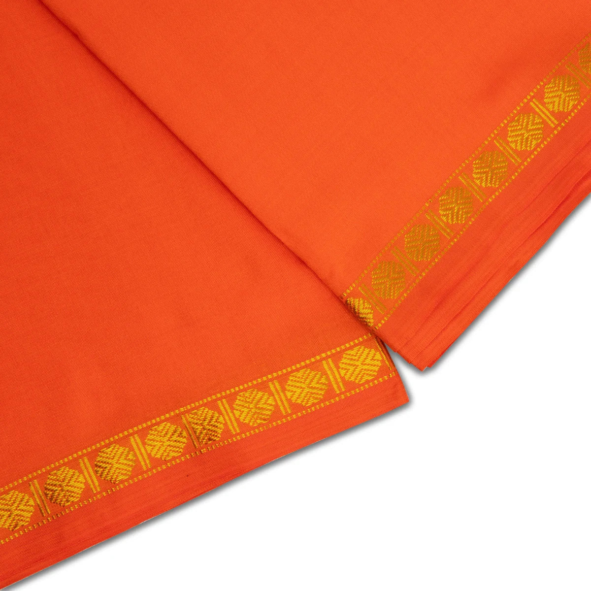 Veshti with Angavastram - 4 x 2 Mtrs | Sindoor Red Colour Veshti/ Silk Dhoti/ Rudraksha Borde Vesti for Men - Image 3