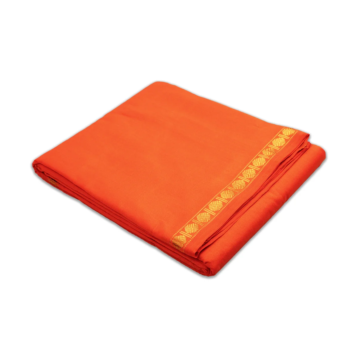 Veshti with Angavastram - 4 x 2 Mtrs | Sindoor Red Colour Veshti/ Silk Dhoti/ Rudraksha Borde Vesti for Men - Image 4