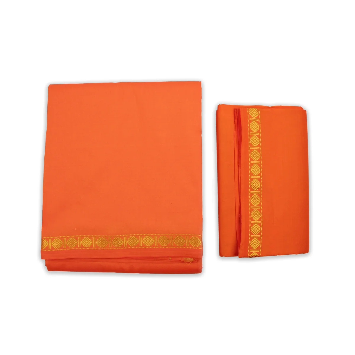 Veshti with Angavastram - 4 x 2 Mtrs | Sindoor Red Colour Veshti/ Silk Dhoti/ Rudraksha Borde Vesti for Men - Image 5