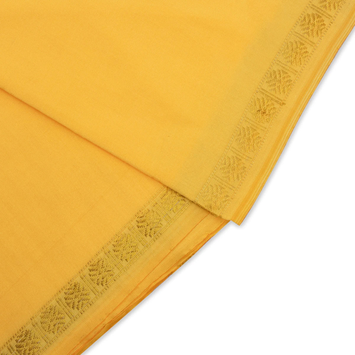 Veshti with Angavastram - 4 x 2 Mtrs | Yellow Colour Veshti/ Silk Dhoti/ Rudraksha Border Vesti for Men - Image 3