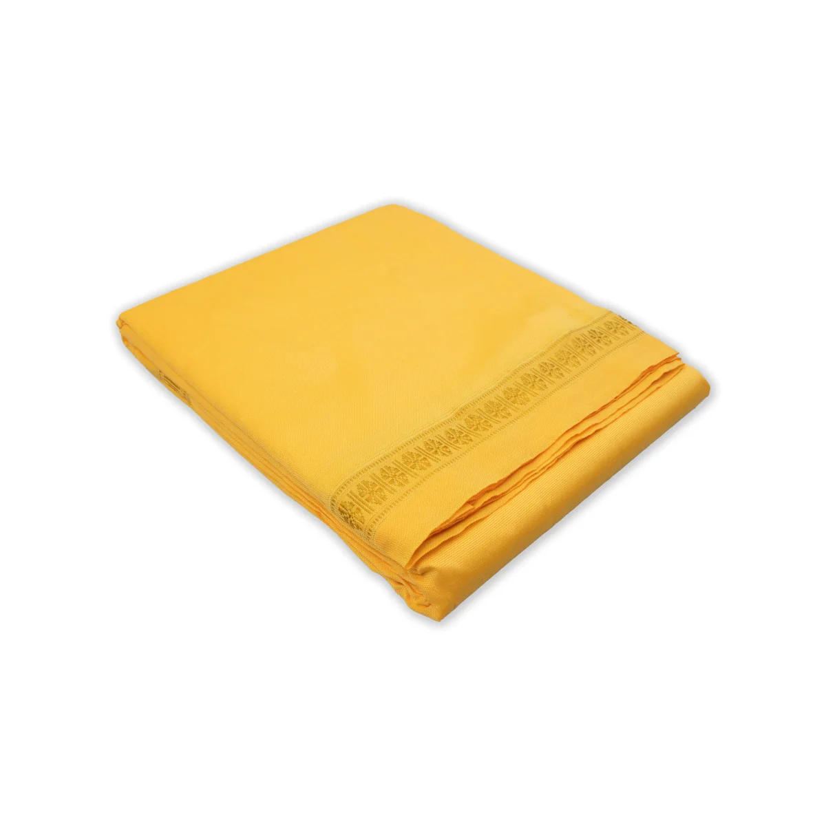 Veshti with Angavastram - 4 x 2 Mtrs | Yellow Colour Veshti/ Silk Dhoti/ Rudraksha Border Vesti for Men - Image 4