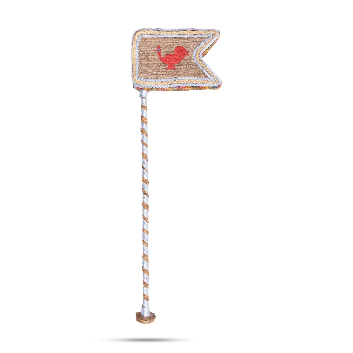 Vettiver Peacock Seval Kodi Vel Set - 8 x 24 Inches | 3 Pcs/ Murugan Vel, Peacock, Seval Flag for Decoration - Image 3