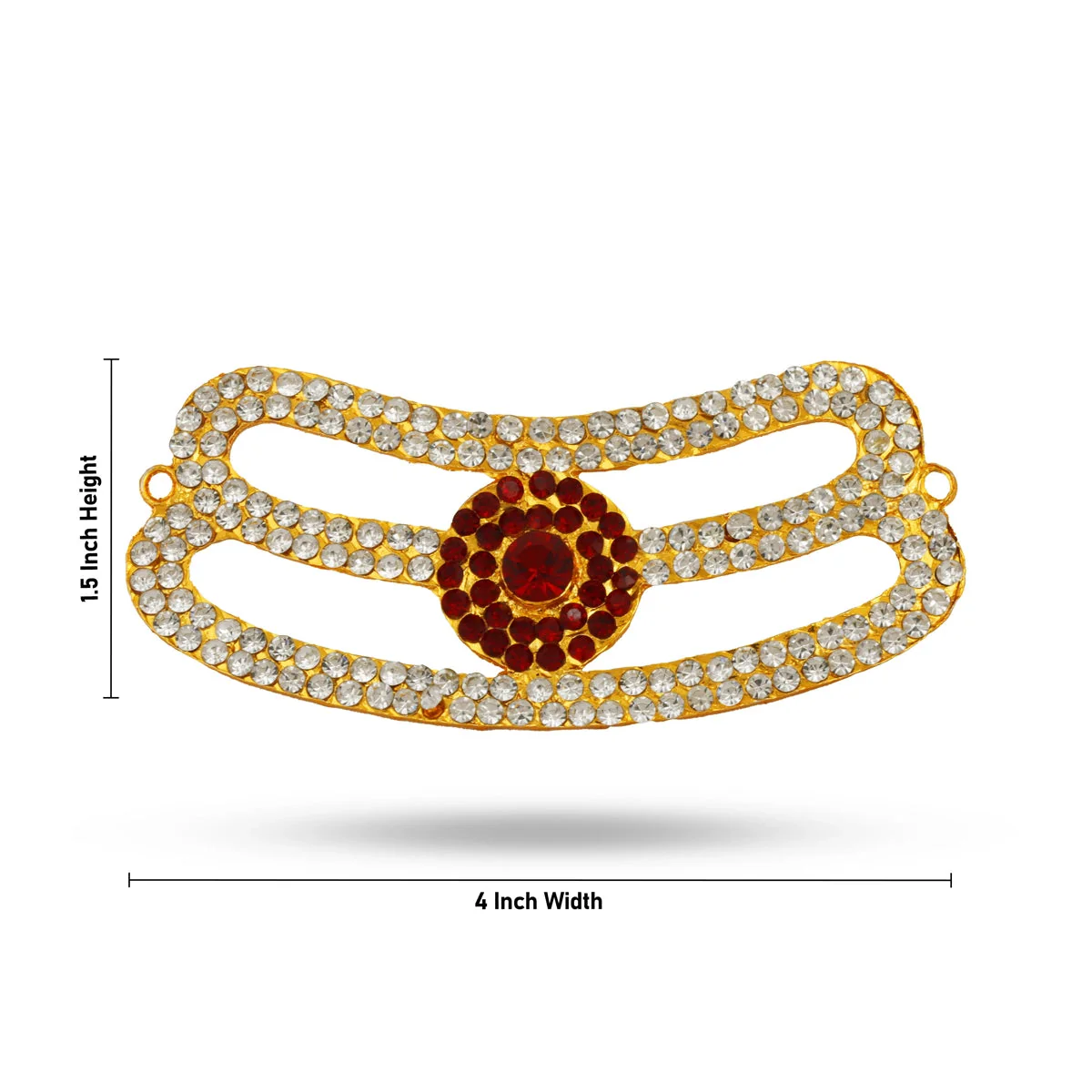 Vibuthi Pattai - 1.5 x 4 Inches | Stone Jewellery/ Tripundra Tilak Vibhuti Pattai For Deity - Image 3