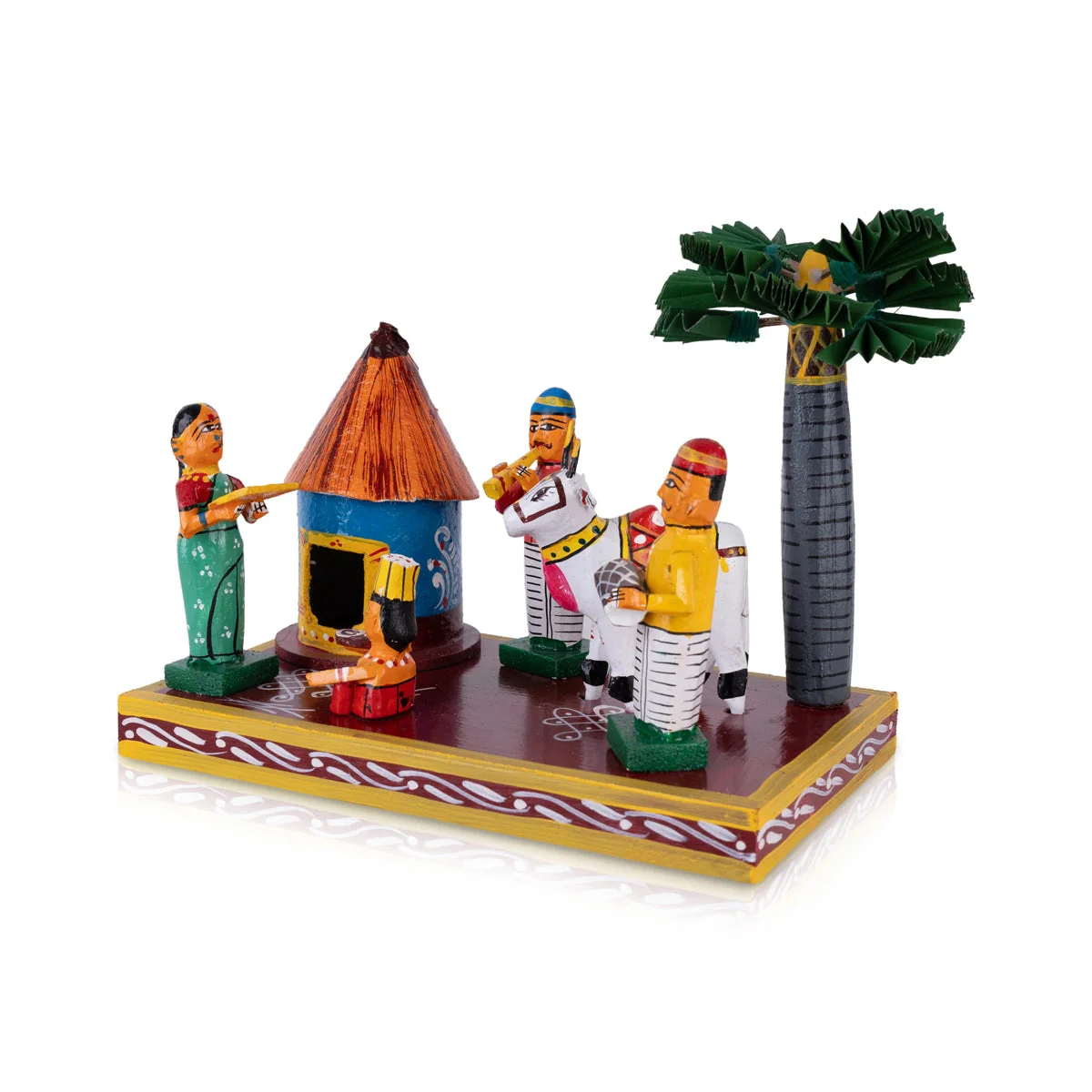 Village House Kondapalli Bommalu - 8 x 10 Inches | Handmade Showpiece/ Wooden Statue for Home Decor - Image 4