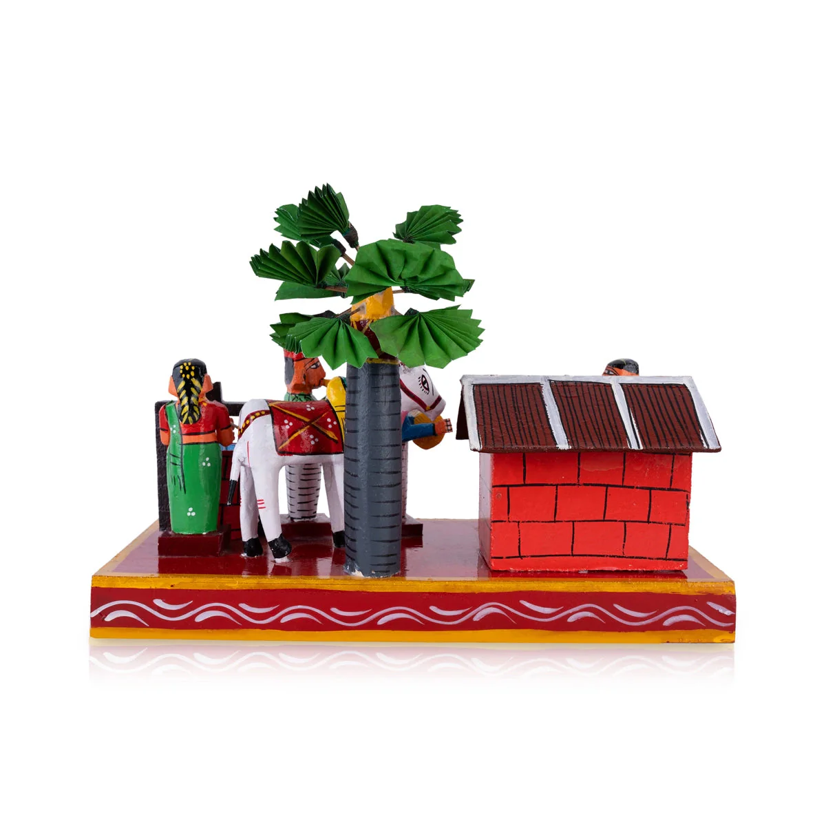Village House Kondapalli Toy - 8 X 11.75 Inches | Handmade Showpiece/ Wooden Statue For Golu Display - Image 2