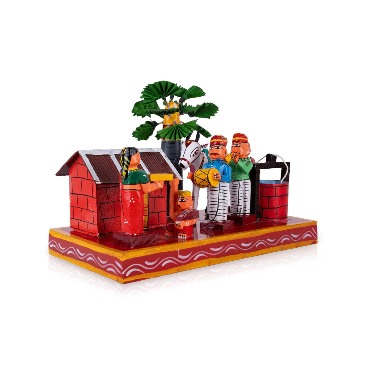 Village House Kondapalli Toy - 8 X 11.75 Inches | Handmade Showpiece/ Wooden Statue For Golu Display - Image 3