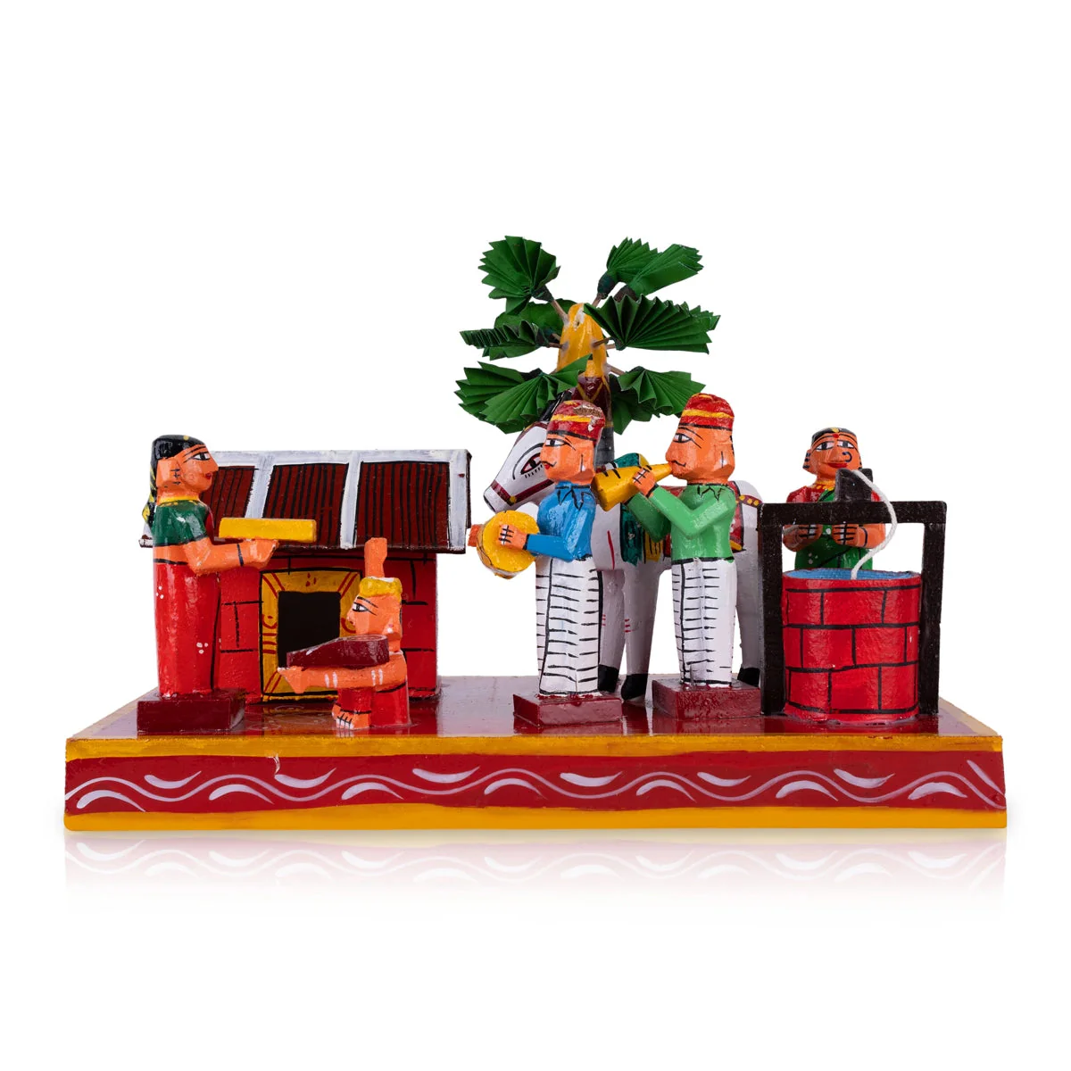 Village House Kondapalli Toy - 8 X 11.75 Inches | Handmade Showpiece/ Wooden Statue For Golu Display - Image 4