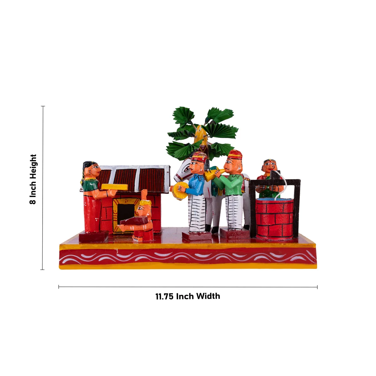 Village House Kondapalli Toy - 8 X 11.75 Inches | Handmade Showpiece/ Wooden Statue For Golu Display - Image 5