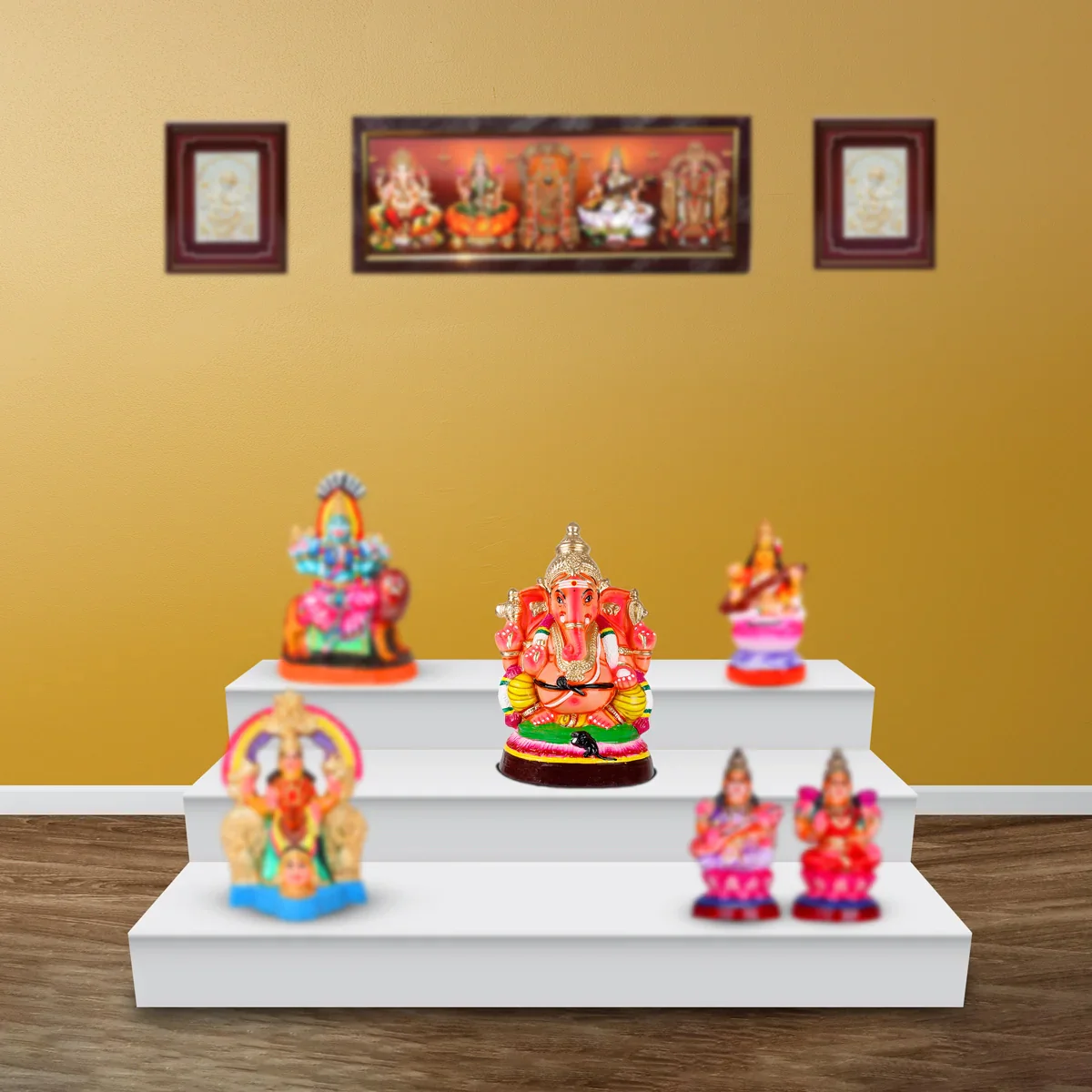 Vinayaga Paper Mache Golu Bommai - 15 Inches | Giri Golu Doll/ Navaratri Golu Bomma/Gombe/Bommai - Image 5