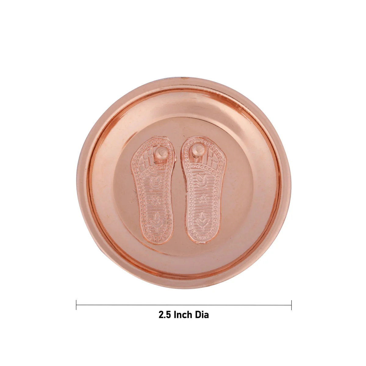Vishnu Charan Paduka - 2.5 Inches | Copper Polish Plate With Vishnu Padham for Pooja - Image 3