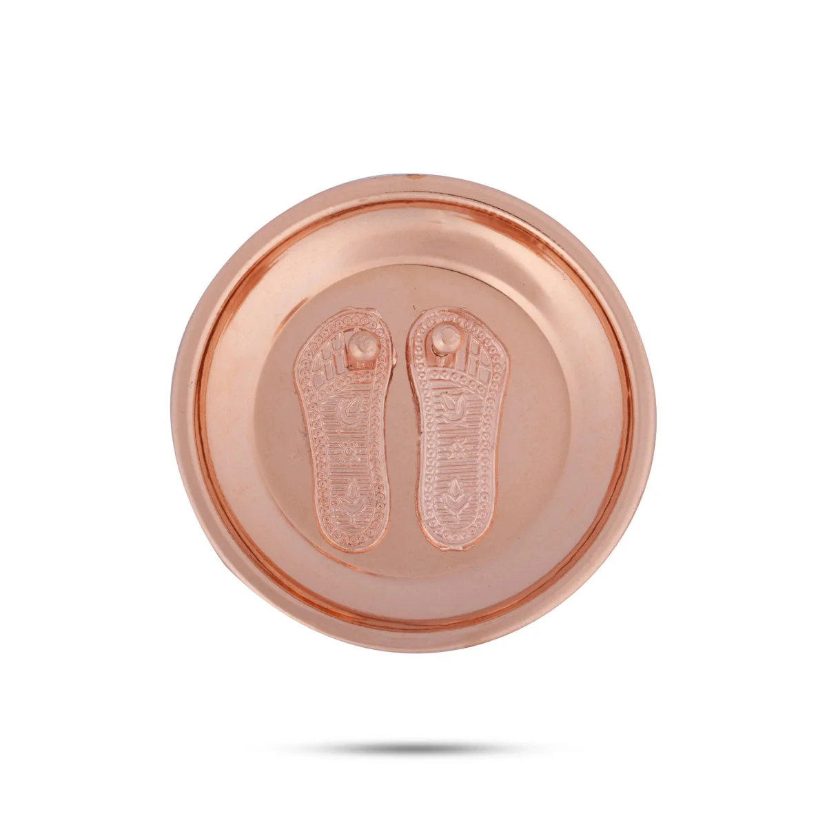 Vishnu Charan Paduka - 2.5 Inches | Copper Polish Plate With Vishnu Padham for Pooja - Image 4