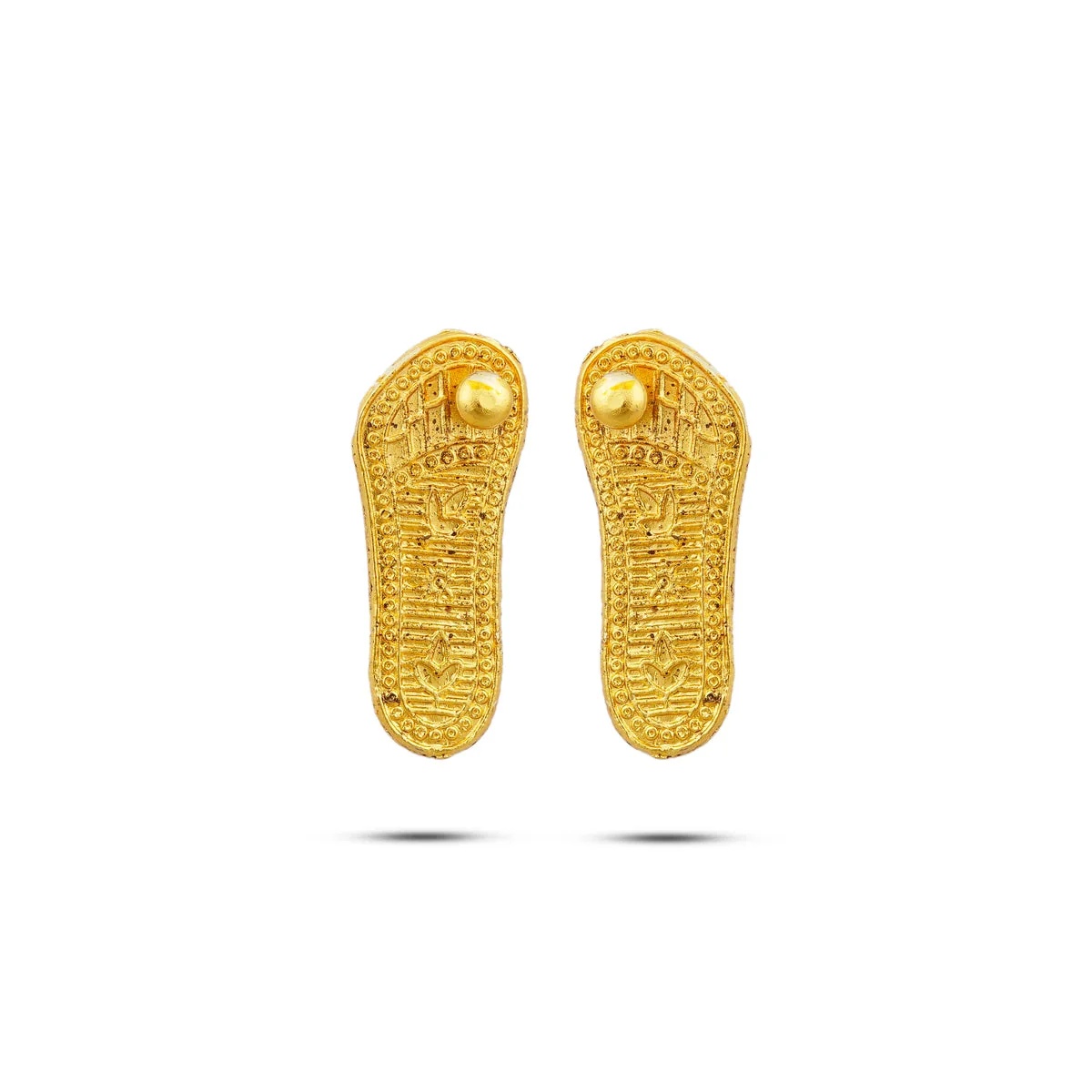 Vishnu Charan Paduka - 2.5 Inches | Vishnu Padham With Plate/ Gold Polish Paduka/ Padam For Temple & Pooja - Image 2